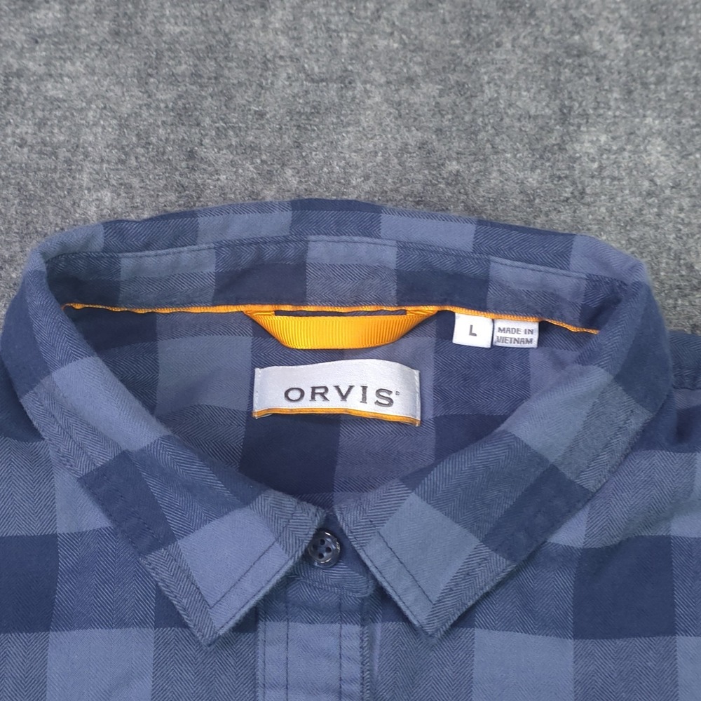 Orvis Shirt Womens Large Flannel Blue Plaid Button Up Stretch Long Sleeve - Picture 3 of 8